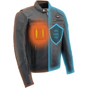 Milwaukee Leather MLM1514SET All Season Black Premium Leather Motorcycle Riders Jacket w/Heated and Cool-Tec Technology