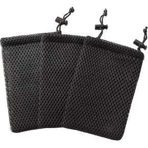 5pcs Nylon Mesh Drawstring Bag, 5 x 3.5 Inch Small Storage Pouch String Bags for Mini Stuff MP3 Charger Earphone Key, Travel Kit Organizer for Lipstick Cosmetic Jewelry, Black