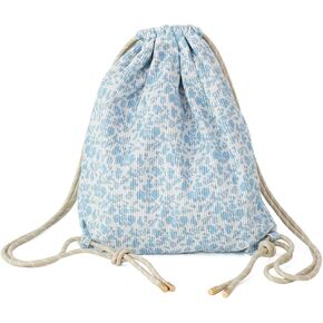 Beige Plaid Drawstring Backpack - Lightweight Cinch Sackpack for Women, Boho Original Design, Perfect for Gym, Travel, Beach & Outdoor Sports