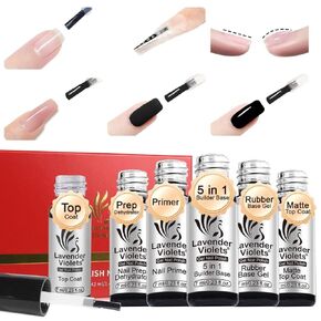 Lavender Violets 42 Pcs Gel Nail Polish Set with 36 Gel polish Colors Coat, 6 Bottles of Base top Coat, Glossy Matte Diamond Shine Glow in the Dark Top Coat for Nail Art C950