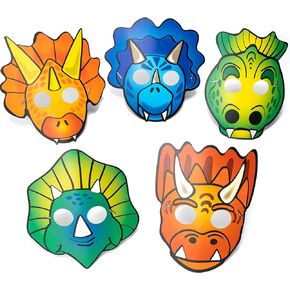 Cheerland Dinosaur أقنعة الحفلات لحفلات أعياد ميلاد Jurassic تحت عنوان Dinistoric Dinosaurs Dino Party Halloween Decoration and Supplies (15 pcs)