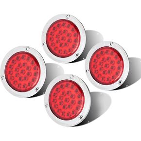 LIMICAR Round LED Tail Light, 4 Inch LED Trailer Lights, Brake Stop Turn Signal Running Trailer Brake Lights w/Chrome Bezels for Truck Trailer RV Jeep UTE UTV