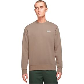 Nike Sportswear Club Fleece Crew Sweatshirts (BV2662-247, Khaki/White)