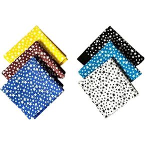 6-Pack Cotton Multi-Wear Bandana Scarves in Black Colors, Printed Headwrap Scarf Headband Handkerchief, Head Band Bandana For Men Women and Children - Black Small Star