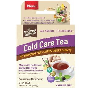 شاي Cold Cold Care Nature - نكهة أعشاب النعناع - 9 أكياس شاي - تهدف إلى مضايقات بارد مع الزنك وفيتامين C و Elderberry و Traditional Natural Germ