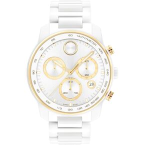 Movadado Bold Verso Men's Sport Watch - Swiss Quartz Chronograph Movement ، سوار Link Ceramic - 5 ATM مقاومة للماء - ساعة أزياء فاخرة له - 44 ملم
