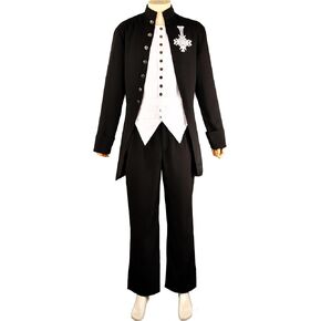 فرقة زي Cosplay للرجال Cross Brooch Assume Halloween Black Tuxedo Vampire Cos