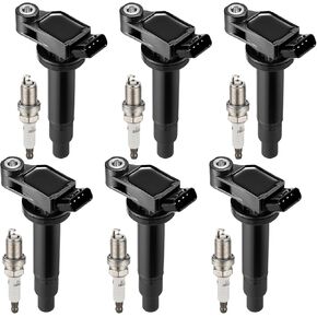 مجموعة من 6 حزمة ملف الإشعال UF267 و Iridium Spark Plugs 4504 6 حزمة متوافقة مع لكزس ES300 ES330 RX300 RX330 RX400 Avalon Camry Highlander Sienna 3.0L 3.3L V6 استبدال C1175