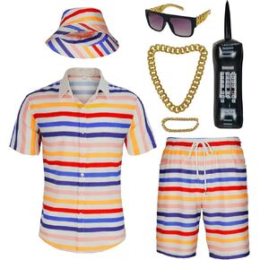 Men's 80s Outfit Set Retro Party Costume with Accessories