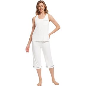 Wiwi Pajama مجموعة للنساء Tank Top 2 قطعة PJ Comfy Viscose من Bamboo Sleepwear Sleeveless Loungewear S-XXL