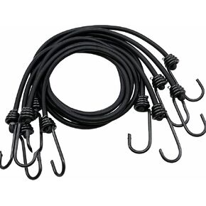 10 Pcs 6 inch Mini Bungee Cords with Hooks, Short Black, 4mm Thickness Weather Resistant Tie Down Strap, Use for Camping, Tents, Holding Wire and Hoses
