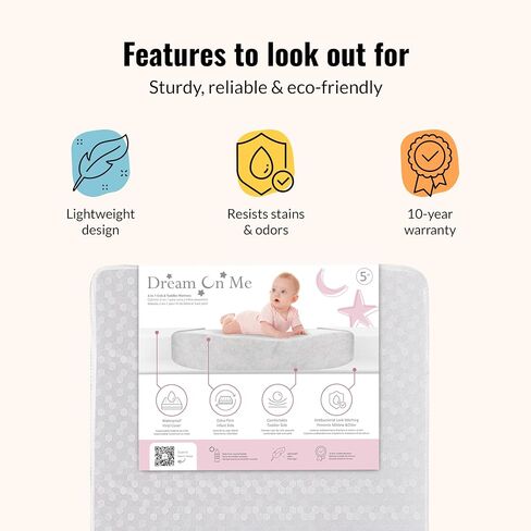 Snooze Crib & Toddler Mattress, Extra Firm Thermo-Bonded Core, Greenguard Gold Certified in Saudi Arabia