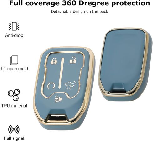 for Chevy Key Fob Cover with Keychain, for 2019 2020 2021 2022 2023 GMC Sierra, Chevy Silverado 1500/2500HD/3500HD, 5-Button, TPU, Accessories in Kuwait