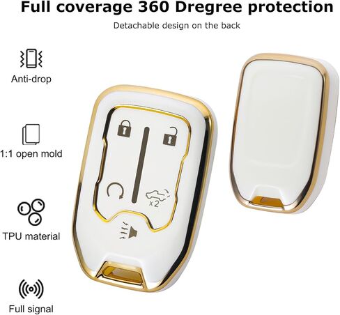 for Chevy Key Fob Cover with Keychain, for 2019 2020 2021 2022 2023 GMC Sierra, Chevy Silverado 1500/2500HD/3500HD, 5-Button, TPU, Accessories in Kuwait