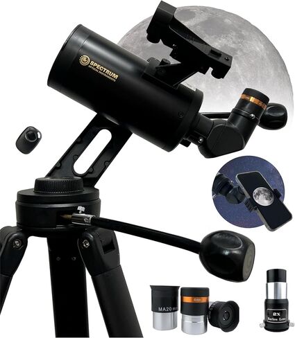 ExploraPro 114AZ Reflector Telescope – 114mm Aperture 500mm Focal Length Telescope - Manual Alt-AZ Telescope with Slow Motion Control on Both Axes – Bonus Smartphone Adapter and Remote Shutter in Kuwait