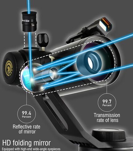 ExploraPro 114AZ Reflector Telescope – 114mm Aperture 500mm Focal Length Telescope - Manual Alt-AZ Telescope with Slow Motion Control on Both Axes – Bonus Smartphone Adapter and Remote Shutter in Kuwait