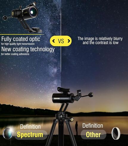 ExploraPro 114AZ Reflector Telescope – 114mm Aperture 500mm Focal Length Telescope - Manual Alt-AZ Telescope with Slow Motion Control on Both Axes – Bonus Smartphone Adapter and Remote Shutter in Kuwait