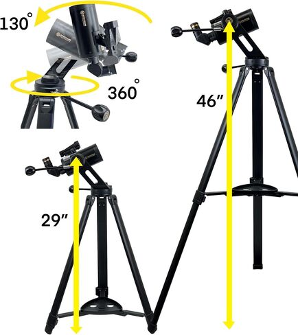 ExploraPro 114AZ Reflector Telescope – 114mm Aperture 500mm Focal Length Telescope - Manual Alt-AZ Telescope with Slow Motion Control on Both Axes – Bonus Smartphone Adapter and Remote Shutter in Kuwait