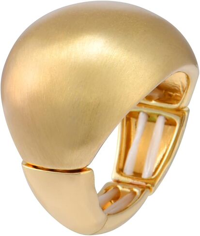 14 K Gold Plated Chunky Matt Brush Metallic Dome Adjustable Stretch Rings Jewelry for Women Costume Cocktail Prom in Kuwait