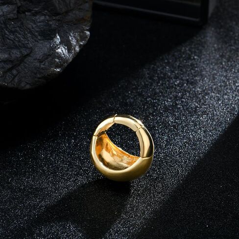 14 K Gold Plated Chunky Matt Brush Metallic Dome Adjustable Stretch Rings Jewelry for Women Costume Cocktail Prom in Kuwait