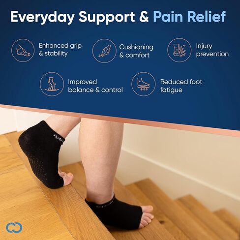 Copper Compression Silicone Padded Yoga Socks for Women – Non Slip Grippy Socks with Big Toe Holes for Pilates, Pure Barre, Dance, Ballet, Pregnancy, Hospital, Extra Grip, Safety & Comfort - S/M in Saudi Arabia