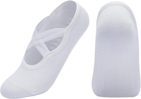 3 Pairs Yoga Socks for Women Non-Slip Grips Straps, Ideal for Pilates, Pure Barre, Ballet, Dance, Barefoot Workout in Saudi Arabia