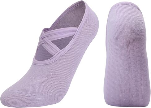3 Pairs Yoga Socks for Women Non-Slip Grips Straps, Ideal for Pilates, Pure Barre, Ballet, Dance, Barefoot Workout in Saudi Arabia