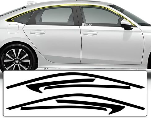BOGAR TECH DESIGNS Precut for Honda Civic Sedan 2022-2025 Side Window Chrome Delete Vinyl Film Replacement, Gloss Black in Saudi Arabia