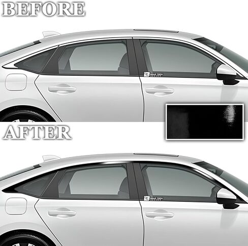 BOGAR TECH DESIGNS Precut for Honda Civic Sedan 2022-2025 Side Window Chrome Delete Vinyl Film Replacement, Gloss Black in Saudi Arabia