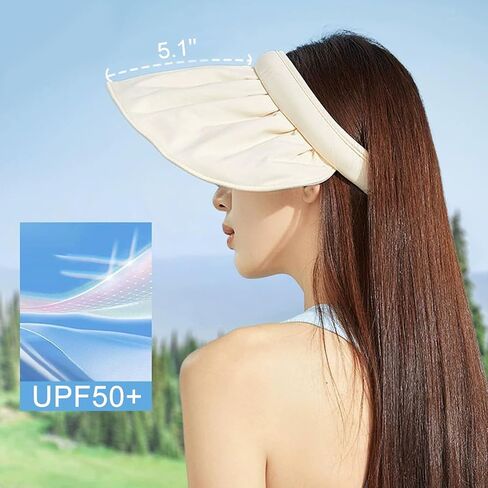 Womens Sun Visor Hats Large Brim Summer UV Protection Beach Cap UPF50+ in Saudi Arabia