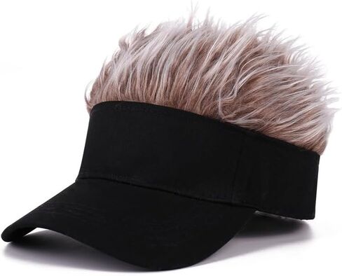 Mens Visor Cap Wig Adjustable Baseball Cap Golf Hats with Fake Hair in Saudi Arabia