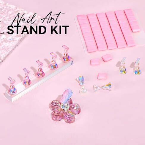 Makartt Nail Stand for Press On Nails Display Practice Art Painting Magnetic Fake Nail Holder for Painting Nails Stand for False Nail Designs with Reusable Putty for Home DIY Beginner Salon Supplies in Saudi Arabia