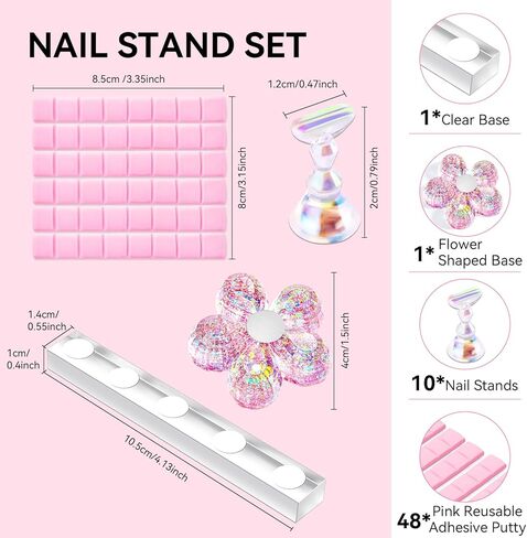 Makartt Nail Stand for Press On Nails Display Practice Art Painting Magnetic Fake Nail Holder for Painting Nails Stand for False Nail Designs with Reusable Putty for Home DIY Beginner Salon Supplies in Saudi Arabia