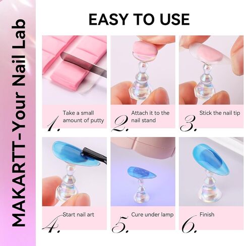 Makartt Nail Stand for Press On Nails Display Practice Art Painting Magnetic Fake Nail Holder for Painting Nails Stand for False Nail Designs with Reusable Putty for Home DIY Beginner Salon Supplies in Saudi Arabia