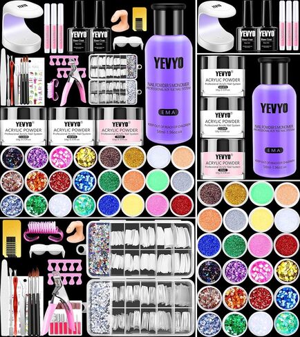 Acrylic Nail Kit With Everything For Beginners, Professional Nail Starter Kit With UV Light, Acrylic Powder And Liquid Monomer Set, Nail Glitter And DIY Nail Art Tools… in Saudi Arabia
