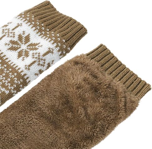 Women Fall Winter Knit Leg Warmers Christmas Snowflake Elk Print Fleece Lined Boot Cuffs Holiday Socks in Saudi Arabia