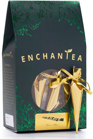 ENCHANTEA | Tea Horn - Premium Handcrafted Ceylon Tea | High-Grown, Naturally Twisted Buds | Sweet, Enchanting Flavor with a Delicate Finish | 100% Pure Sri Lankan Loose Leaf Tea in Saudi Arabia