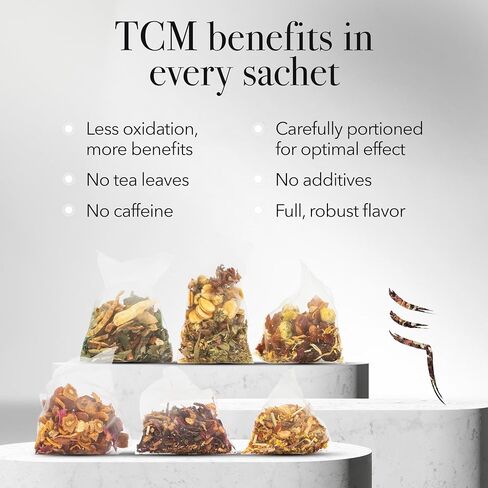 qìsane Chrysanthemum Tea Bags with Organic Dried Goji Berries - Dried Chrysanthemum Flowers, Dried Longan Fruit & Jujube Dates - Herbal Tea to Support Calmness & Well-Being - 10 sachets (~30 cups) in Saudi Arabia