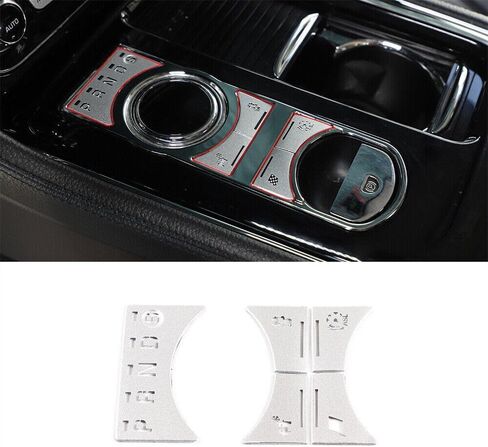 Fit forJagua-r XJ 2010-2019 Aluminum Alloy Auto Central Control Panel Button, Central Control Gear Shift Panel Button Cover Sticker Button Frame Cover Decal Trim Replacement (Silver High-Version) in Kuwait