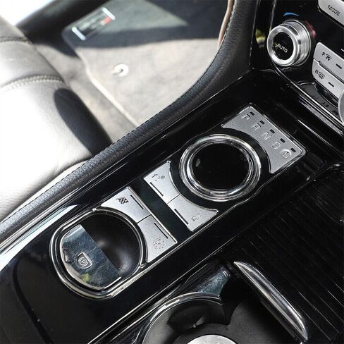 Fit forJagua-r XJ 2010-2019 Aluminum Alloy Auto Central Control Panel Button, Central Control Gear Shift Panel Button Cover Sticker Button Frame Cover Decal Trim Replacement (Silver High-Version) in Kuwait