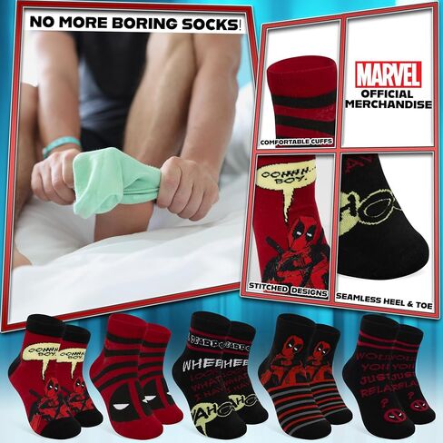 Marvel Mens Ankle Socks, Soft and Breathable Socks Pack of 5 - Gifts for Him in Saudi Arabia