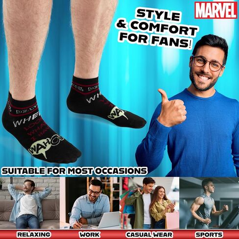 Marvel Mens Ankle Socks, Soft and Breathable Socks Pack of 5 - Gifts for Him in Saudi Arabia