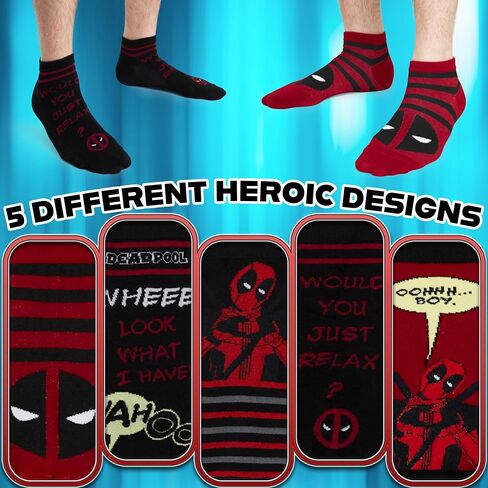 Marvel Mens Ankle Socks, Soft and Breathable Socks Pack of 5 - Gifts for Him in Saudi Arabia