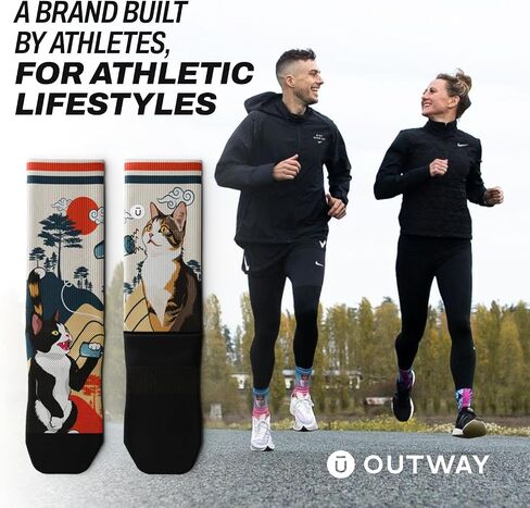 Outway Crew Socks for Men & Women, Breathable, Moisture-Wicking Athletic Socks with Arch Support, Colorful, Durable Blend in Saudi Arabia