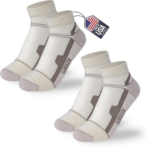 SAMSOX 2-Pair Merino Wool Ankle Running Hiking Socks, Made in USA Cushioned Sport Socks for Men & Women (Moab Quarter) in Kuwait