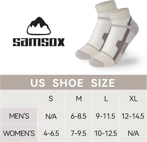 SAMSOX 2-Pair Merino Wool Ankle Running Hiking Socks, Made in USA Cushioned Sport Socks for Men & Women (Moab Quarter) in Kuwait