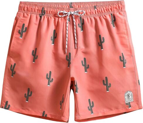 WDIRARA Men's Plant Print Patch Drawstring Waist Summer Beach Hawaii Swim Trunks Shorts in Saudi Arabia