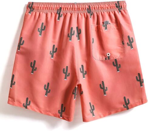 WDIRARA Men's Plant Print Patch Drawstring Waist Summer Beach Hawaii Swim Trunks Shorts in Saudi Arabia