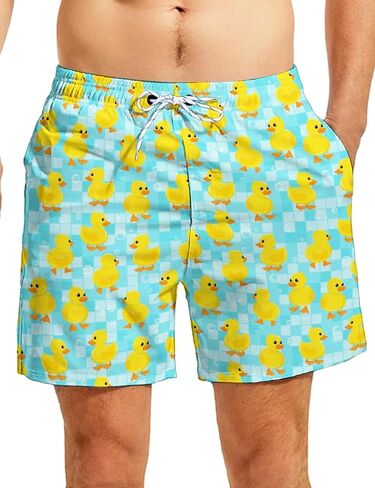 Funny Men's Swim Trunks with Compression Liner 5'' Inseam Quick Dry Beach Shorts Breathable Board Shorts for Men in Kuwait