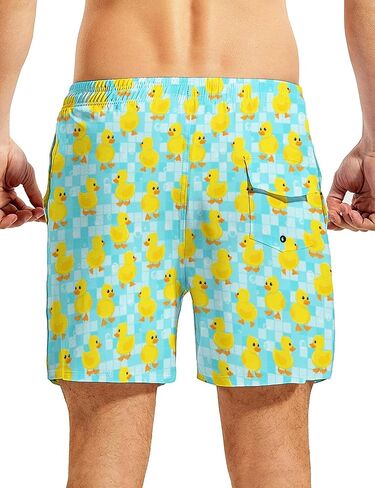 Funny Men's Swim Trunks with Compression Liner 5'' Inseam Quick Dry Beach Shorts Breathable Board Shorts for Men in Kuwait